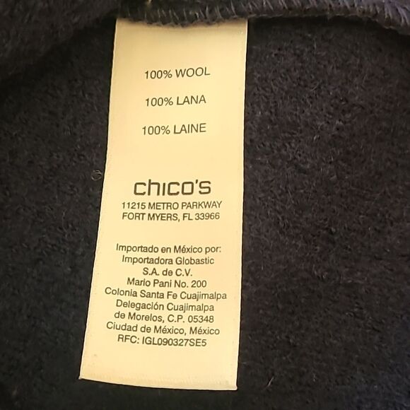 Chico's Boiled Wool Vest Navy Blue Size 1 (M) - Picture 13 of 13